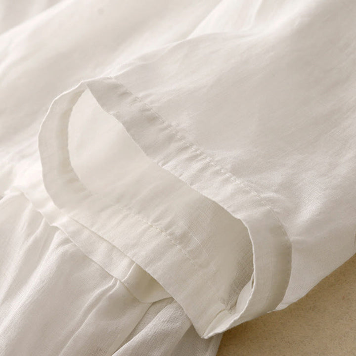 Camicia da donna in cotone con maniche a tre quarti, motivo Buddha Stones ricamato con bottoni sul davanti - image 11