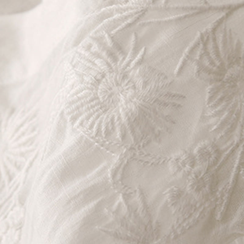 Camicia da donna in cotone con maniche a tre quarti, motivo Buddha Stones ricamato con bottoni sul davanti - image 8