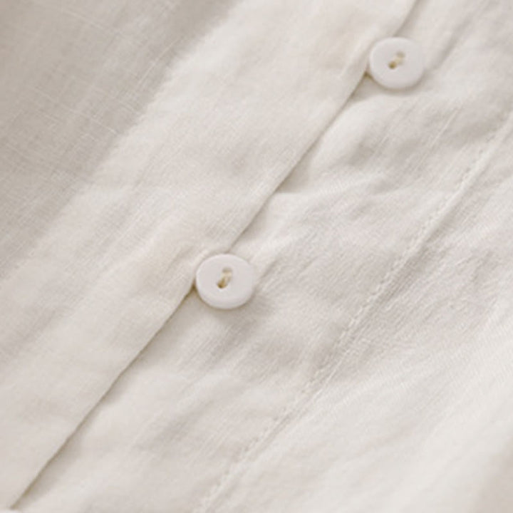 Camicia da donna in cotone con maniche a tre quarti e bottoni frontali ricamati con Buddha Stones  - image 9