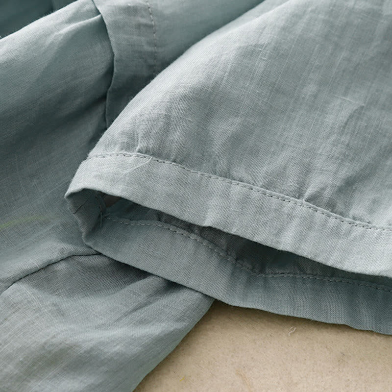 Camicia da donna in cotone con maniche a tre quarti e bottoni frontali ricamati con Buddha Stones  - image 2