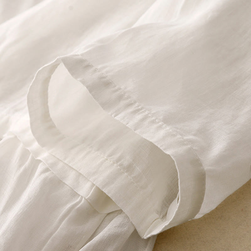 Camicia da donna in cotone con maniche a tre quarti e bottoni frontali ricamati con Buddha Stones  - image 11