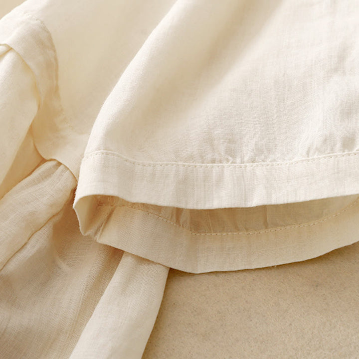 Camicia da donna in cotone con maniche a tre quarti e bottoni frontali ricamati con Buddha Stones  - image 17