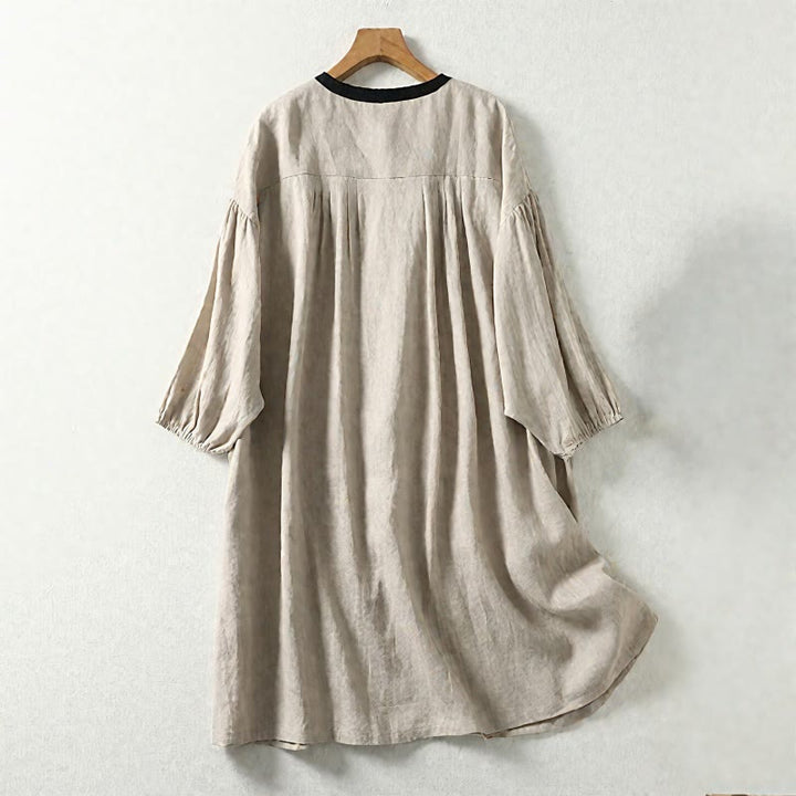 Cappotto da donna in cotone e lino con maniche lunghe e tasche, con bottoni Buddha Stones - image 2