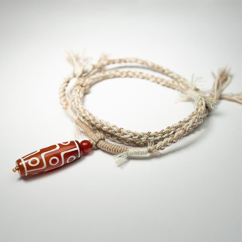 Braccialetto di corda di potere con perline Dzi a nove occhi in agata rossa naturale Buddha Stones - image 2