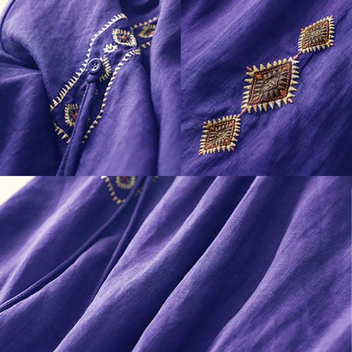 Gonna da donna in cotone e lino, lunghezza 7-8, con bottoni ricamati in stile etnico vintage Buddha Stones - image 3