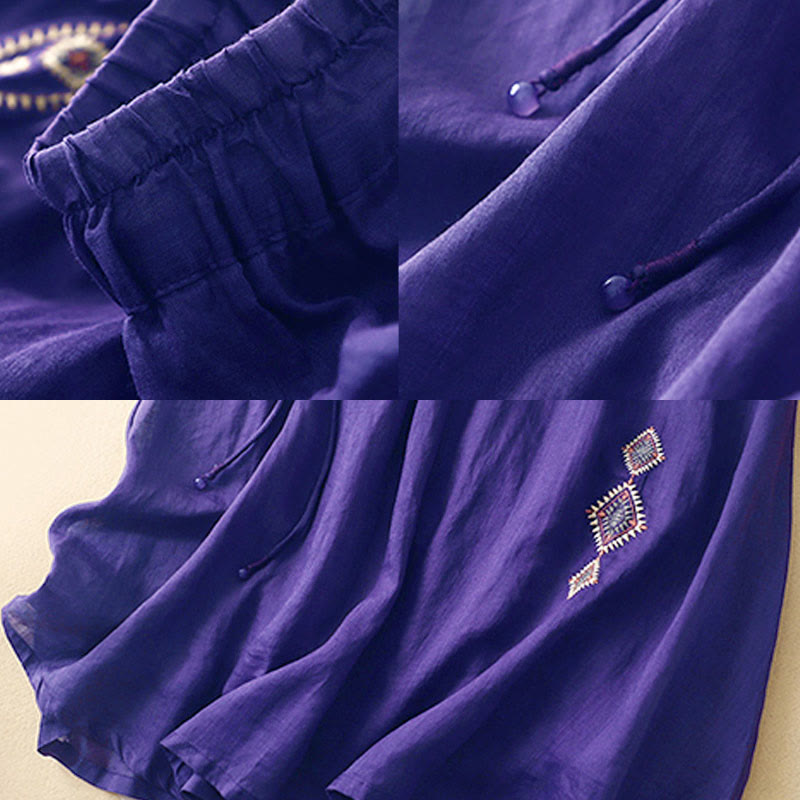 Gonna da donna in cotone e lino, lunghezza 7-8, con bottoni ricamati in stile etnico vintage Buddha Stones - image 2