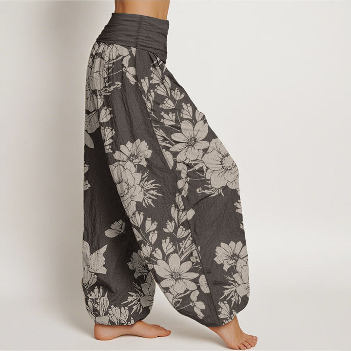 Pantaloni harem da donna con elastico in vita, in puro cotone, casual, con Buddha Stones