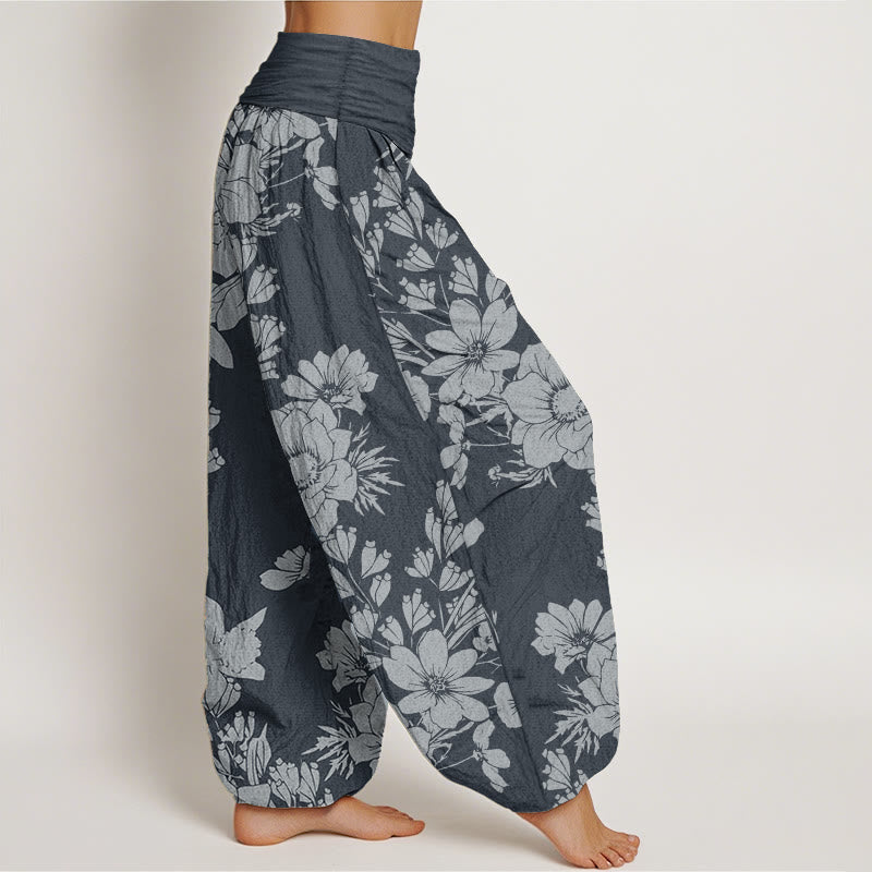 Pantaloni harem da donna con elastico in vita, in puro cotone, casual, con Buddha Stones
