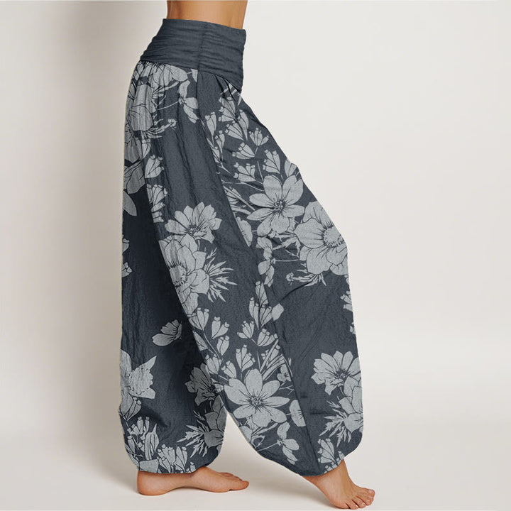 Pantaloni harem da donna con elastico in vita, in puro cotone, casual, con Buddha Stones