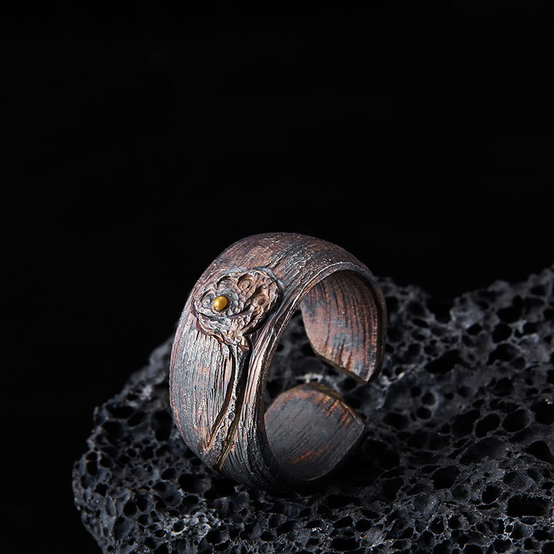 Anello di equilibrio del loto in argento sterling 999 Buddha Stones - 62,5-65 mm - image 0