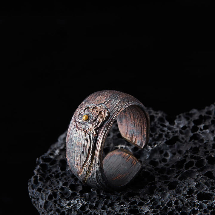 Anello di equilibrio del loto in argento sterling 999 Buddha Stones - 62,5-65 mm - image 0