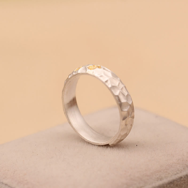 Anello della ricchezza in argento placcato rame con motivo a martello Buddha Stones Om Mani Padme Hum - image 16