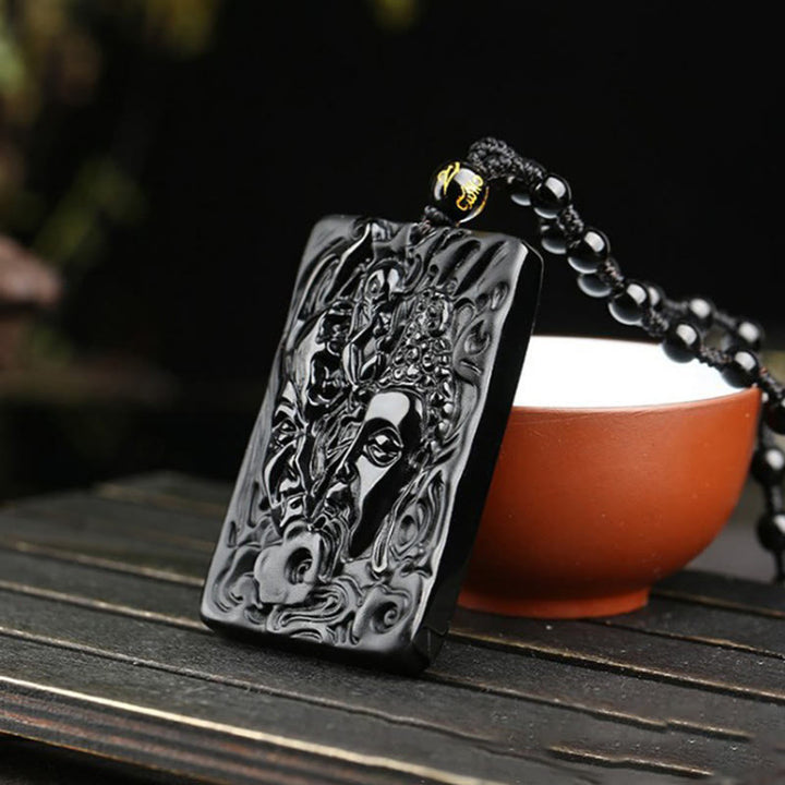 Collana con ciondolo a forma di diavolo con motivo Buddha in ossidiana nera naturale Buddha Stones Buddha - image 4