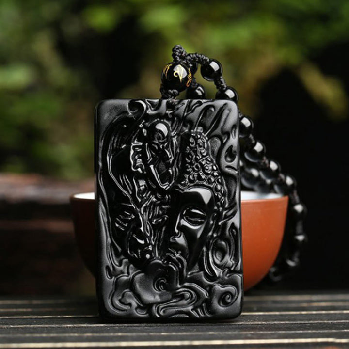 Collana con ciondolo a forma di diavolo con motivo Buddha in ossidiana nera naturale Buddha Stones Buddha - image 3