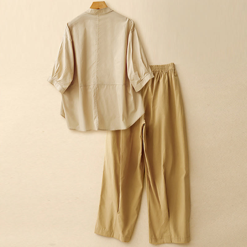 Set di abbigliamento da meditazione Buddha Stones da donna, 2 pezzi, camicia a maniche a tre quarti, pantaloni harem - image 2
