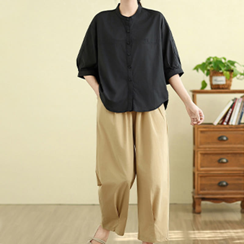 Set di abbigliamento da meditazione Buddha Stones da donna, 2 pezzi, camicia a maniche a tre quarti, pantaloni harem - image 25