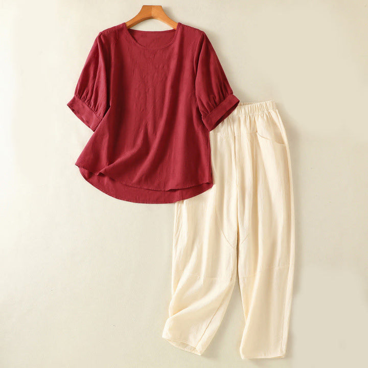 Set di abbigliamento da meditazione con pantaloni harem e camicia a maniche corte da donna, motivo Buddha Stones , 2 pezzi - Marrone - US8-10, UK/AU12-14, EU40-42 (2XL) - image 23