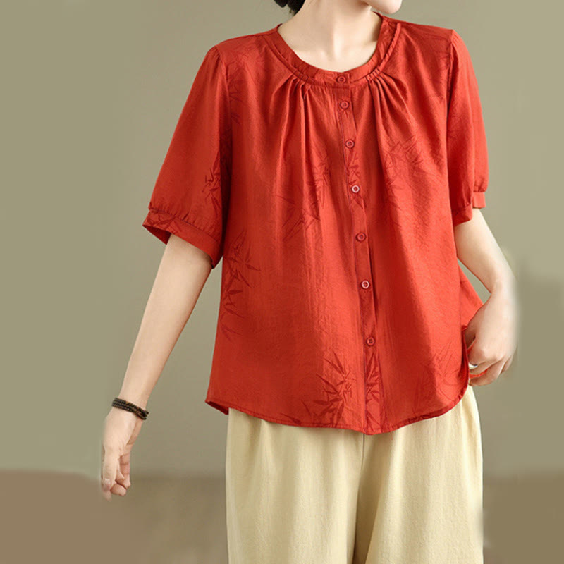 Set di abbigliamento da meditazione casual da donna con camicia a maniche corte e pantaloni harem Buddha Stones 2 pezzi - image 10