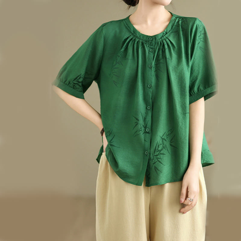 Set di abbigliamento da meditazione casual da donna con camicia a maniche corte e pantaloni harem Buddha Stones 2 pezzi - image 24
