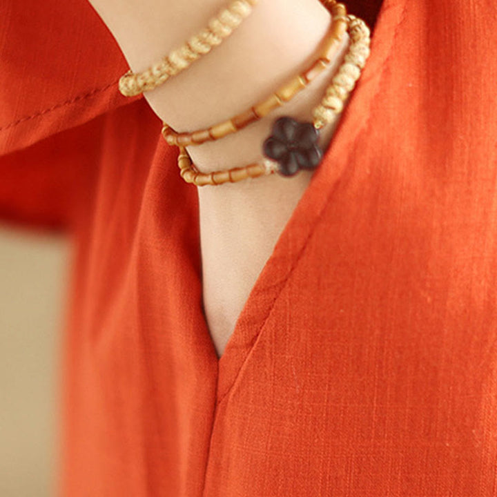 Set di abbigliamento da meditazione casual da donna con camicia e pantaloni larghi e colletto rialzato Buddha Stones 2 pezzi - image 12