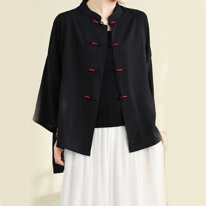 Set di abbigliamento da meditazione casual da donna con camicia e bottoni a rana, pantaloni larghi e Buddha Stones, 2 pezzi - image 24