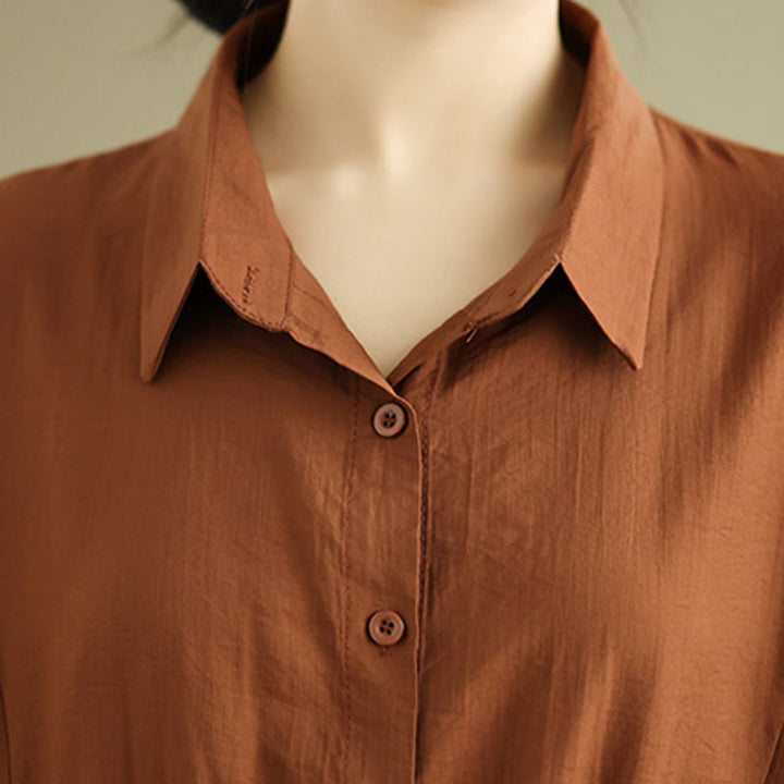 Set di abbigliamento da meditazione casual da donna con camicia e pantaloni larghi e colletto rialzato Buddha Stones 2 pezzi - image 7