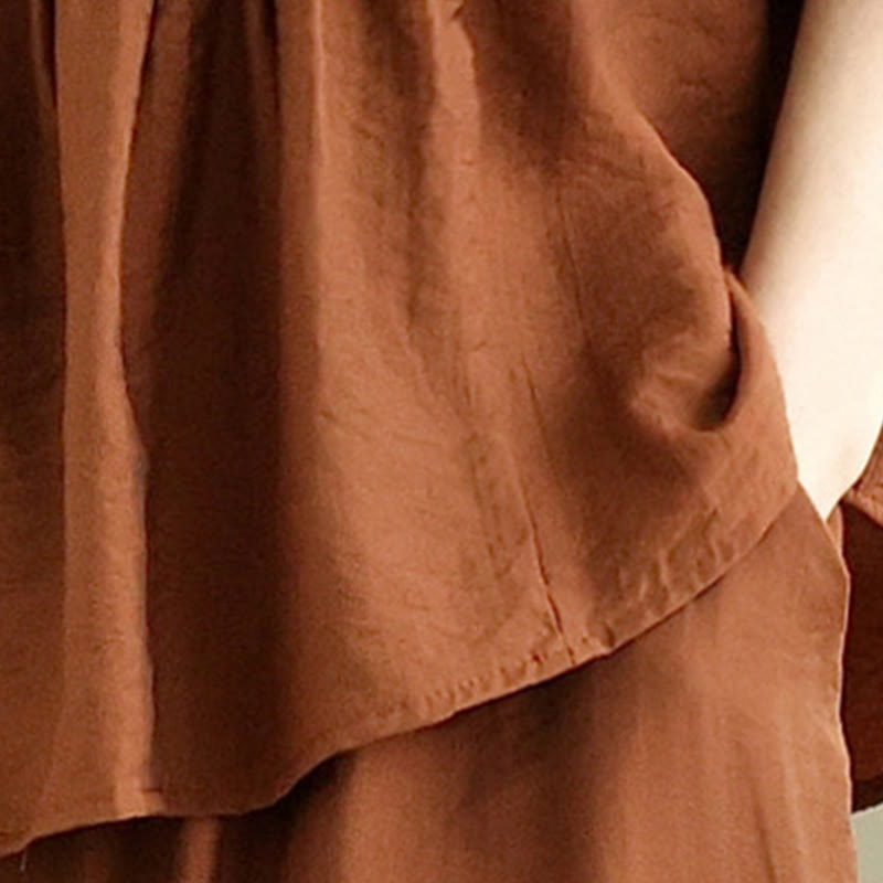 Set di abbigliamento da meditazione casual da donna con camicia e pantaloni larghi e colletto rialzato Buddha Stones 2 pezzi - image 4