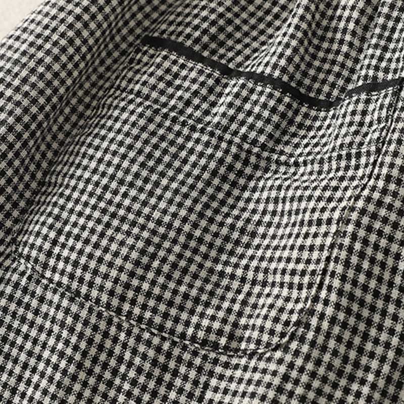 Pantaloni harem da donna in cotone e lino con coulisse, motivo a quadri Buddha Stones e tasche - image 6