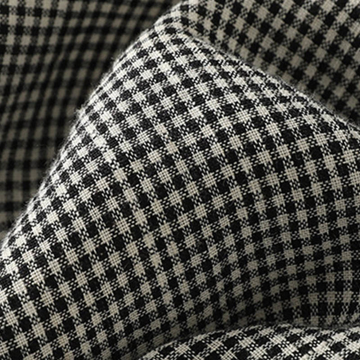 Pantaloni harem da donna in cotone e lino con coulisse, motivo a quadri Buddha Stones e tasche - image 5