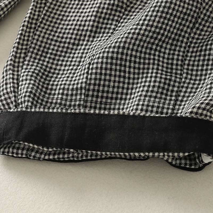 Pantaloni harem da donna in cotone e lino con coulisse, motivo a quadri Buddha Stones e tasche - image 9