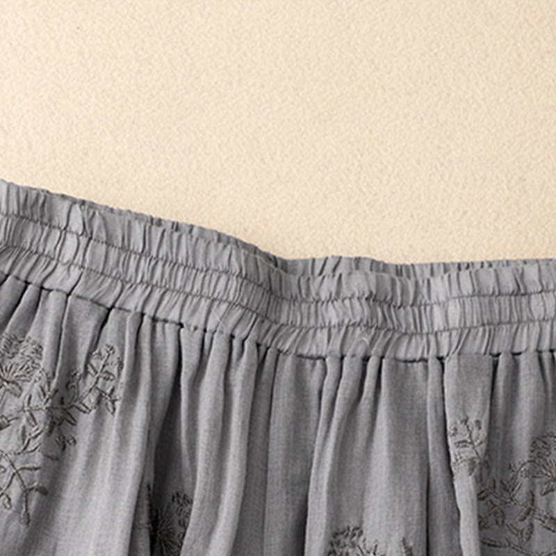 Pantaloni harem da donna in cotone e lino con tasche e motivo ricamato con Buddha Stones - image 1