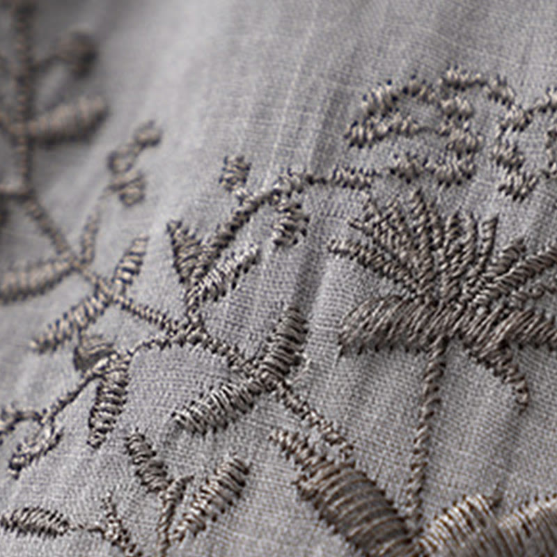 Pantaloni harem da donna in cotone e lino con tasche e motivo ricamato con Buddha Stones - image 4