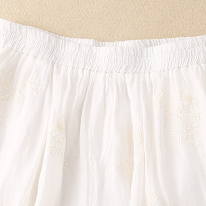 Pantaloni harem da donna in cotone e lino con tasche e motivo ricamato con Buddha Stones - image 7