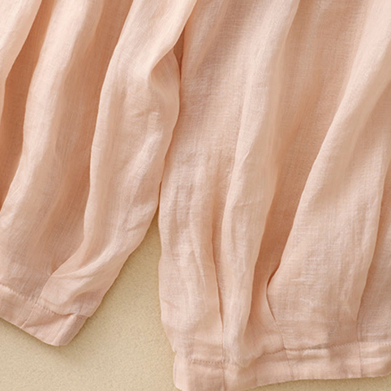 Pantaloni harem da donna in cotone e lino con tasche e motivo ricamato con Buddha Stones - image 16