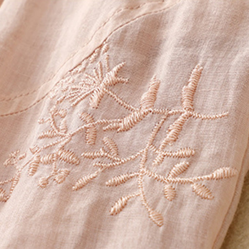 Pantaloni harem da donna in cotone e lino con tasche e motivo ricamato con Buddha Stones - image 20