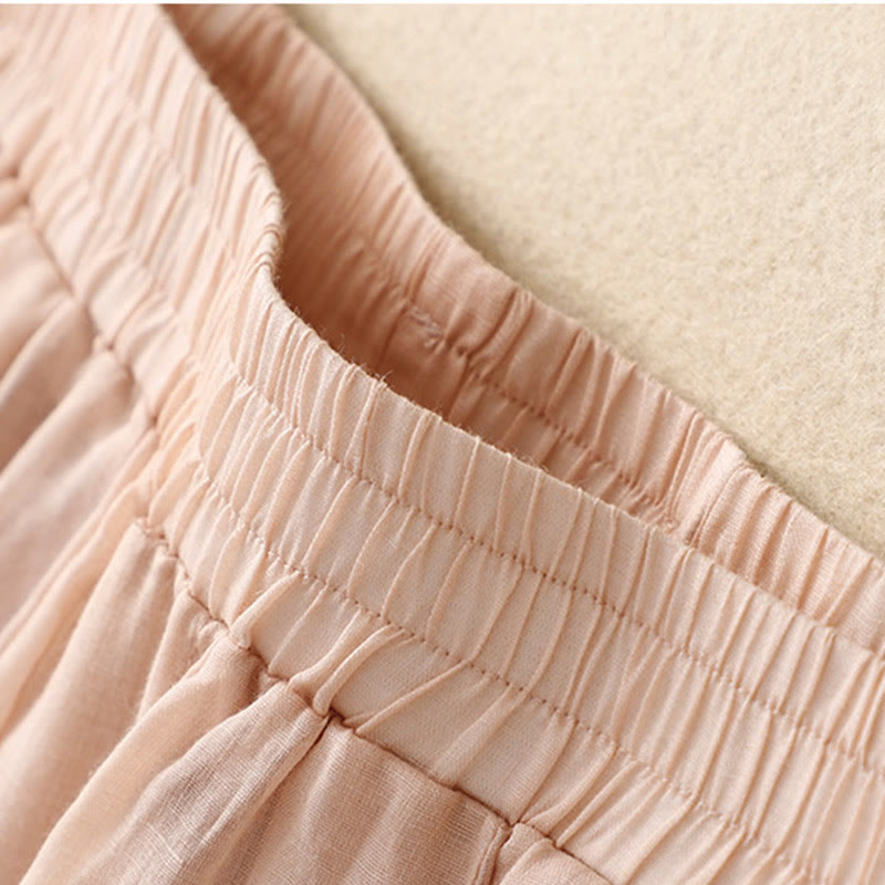 Pantaloni harem da donna in cotone e lino con tasche e motivo ricamato con Buddha Stones - image 18