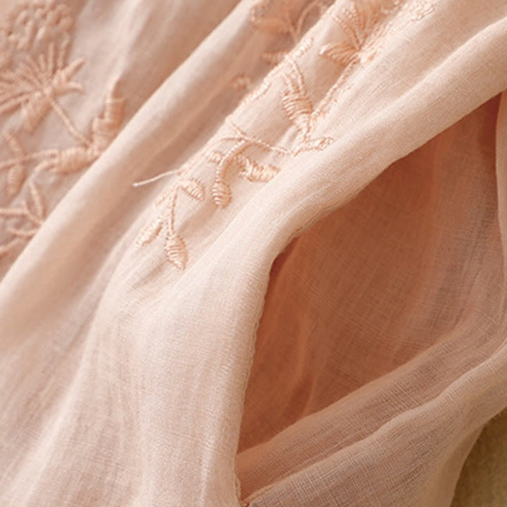 Pantaloni harem da donna in cotone e lino con tasche e motivo ricamato con Buddha Stones - image 13