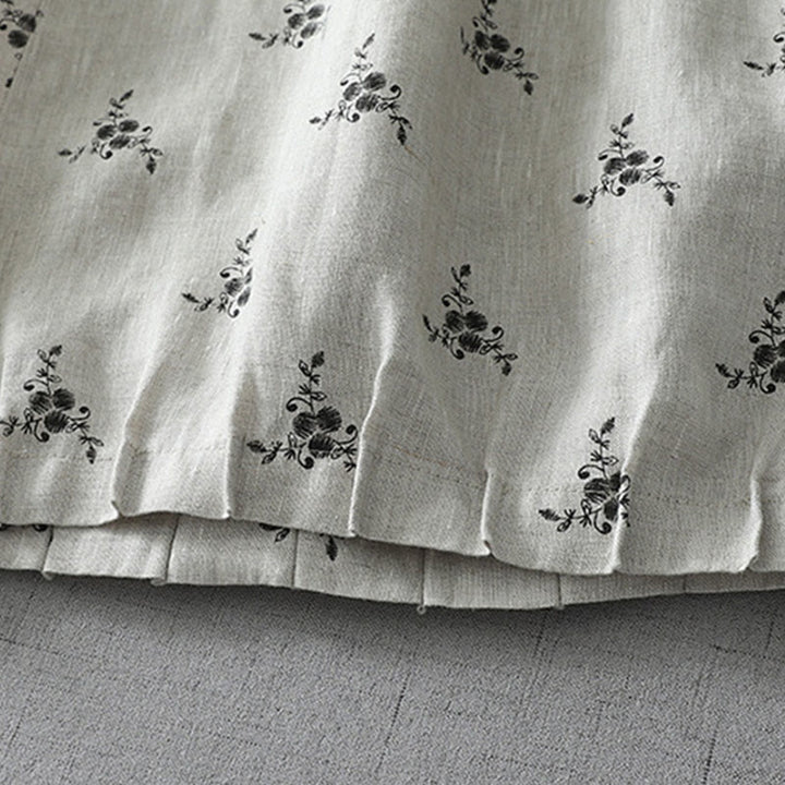 Pantaloni harem da donna in cotone e lino con tasche e motivo floreale a pois con Buddha Stones - image 2