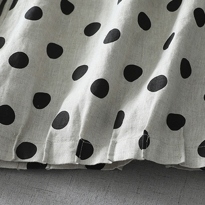 Pantaloni harem da donna in cotone e lino con tasche e motivo floreale a pois con Buddha Stones - image 7