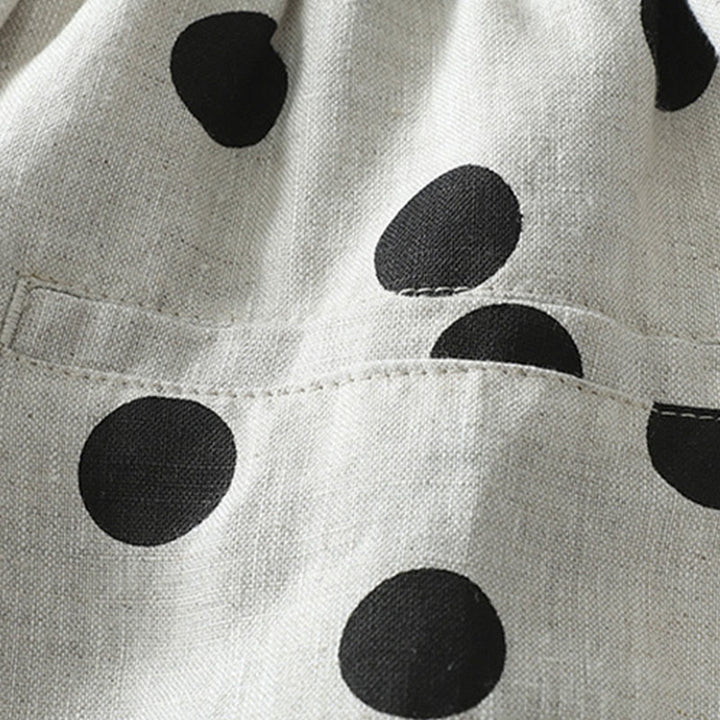 Pantaloni harem da donna in cotone e lino con tasche e motivo floreale a pois con Buddha Stones - image 13
