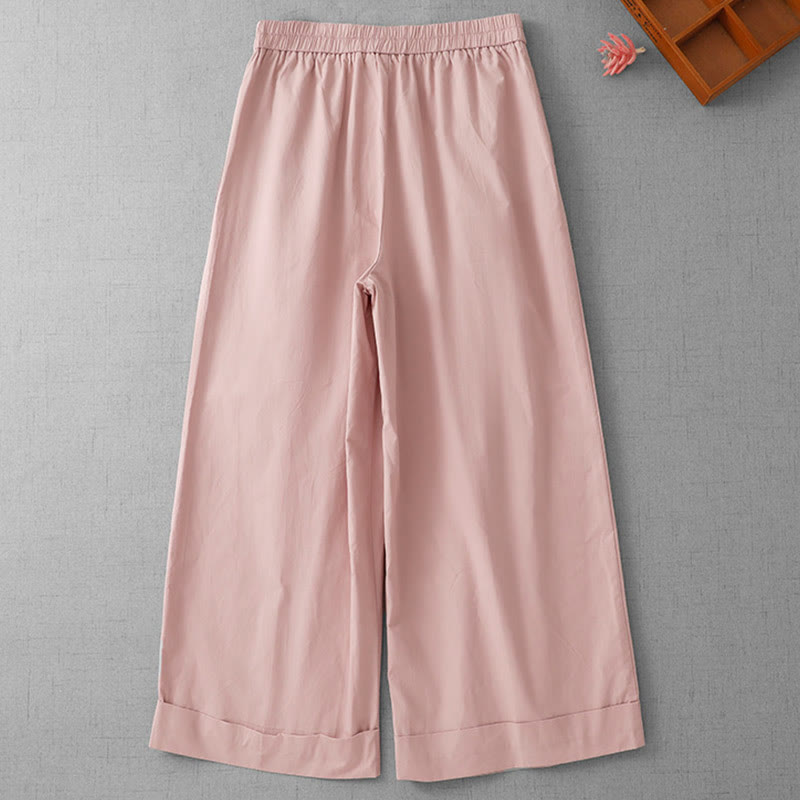 Pantaloni larghi da donna in poliestere, lunghezza 7-8, con tasche, a vita alta, casual e semplici, modello Buddha Stones - image 7