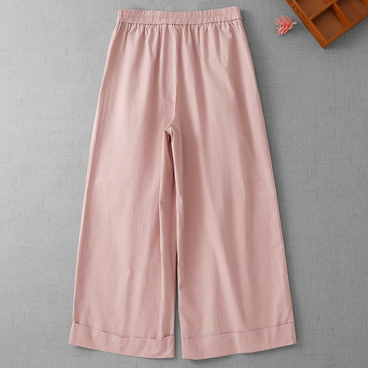 Pantaloni larghi da donna in poliestere, lunghezza 7-8, con tasche, a vita alta, casual e semplici, modello Buddha Stones - image 7