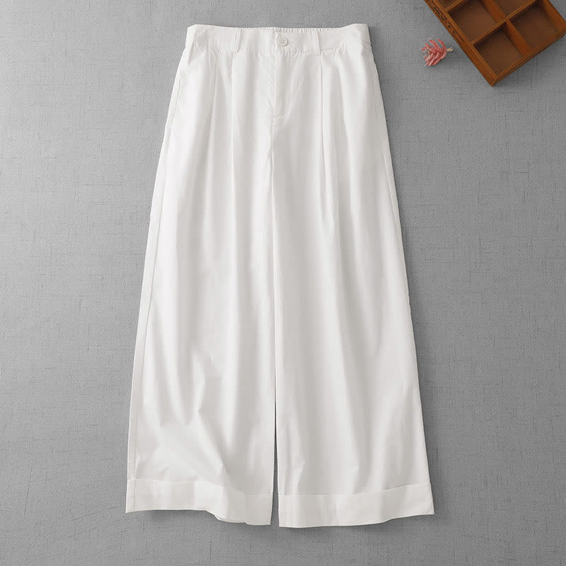 Pantaloni larghi da donna in poliestere, lunghezza 7-8, con tasche, a vita alta, casual e semplici, modello Buddha Stones - Bianco - US14, UK/AU18, EU46 (2XL) - image 14