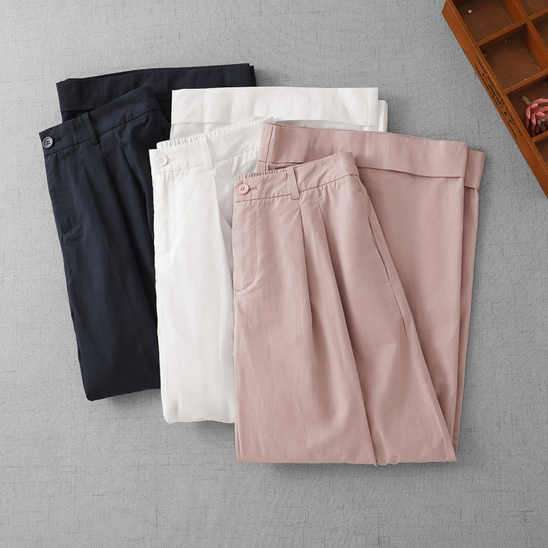 Pantaloni larghi da donna in poliestere, lunghezza 7-8, con tasche, a vita alta, casual e semplici, modello Buddha Stones - image 20