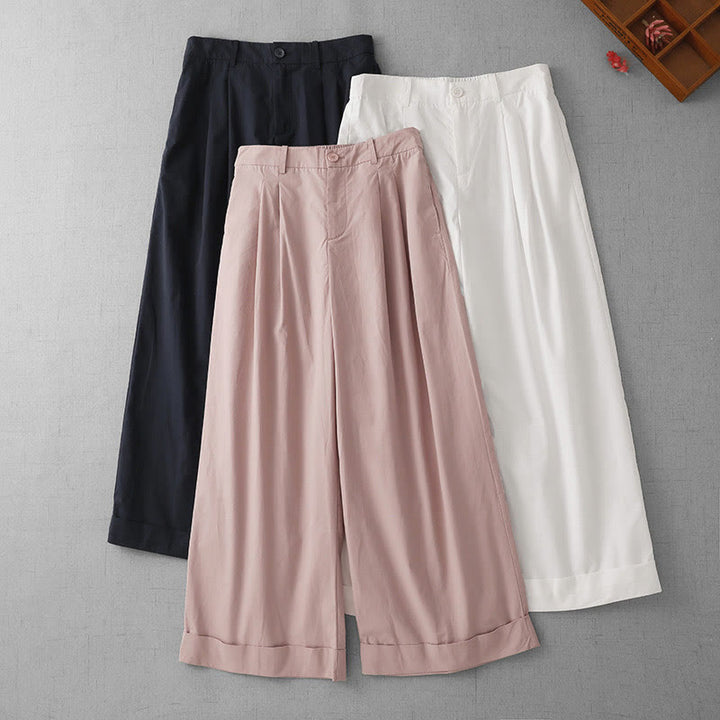 Pantaloni larghi da donna in poliestere, lunghezza 7-8, con tasche, a vita alta, casual e semplici, modello Buddha Stones - image 19