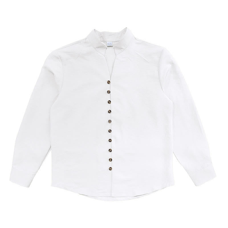 Camicia da uomo a maniche lunghe con bottoni in tinta unita Buddha Stones - image 11