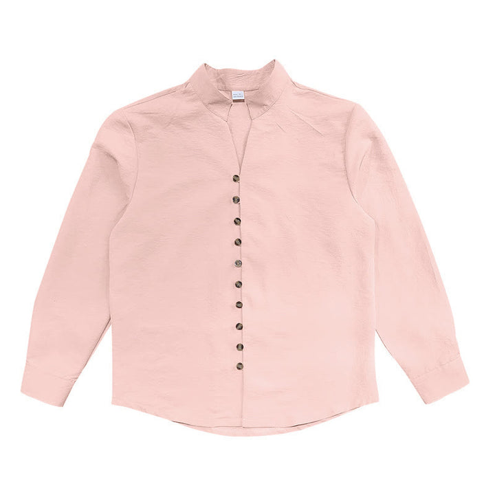 Camicia da uomo a maniche lunghe con bottoni in tinta unita Buddha Stones - image 14