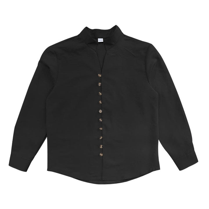 Camicia da uomo a maniche lunghe con bottoni in tinta unita Buddha Stones - image 17