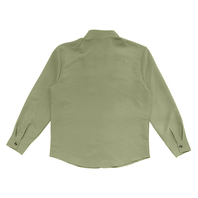 Camicia da uomo a maniche lunghe con bottoni in tinta unita Buddha Stones - image 21