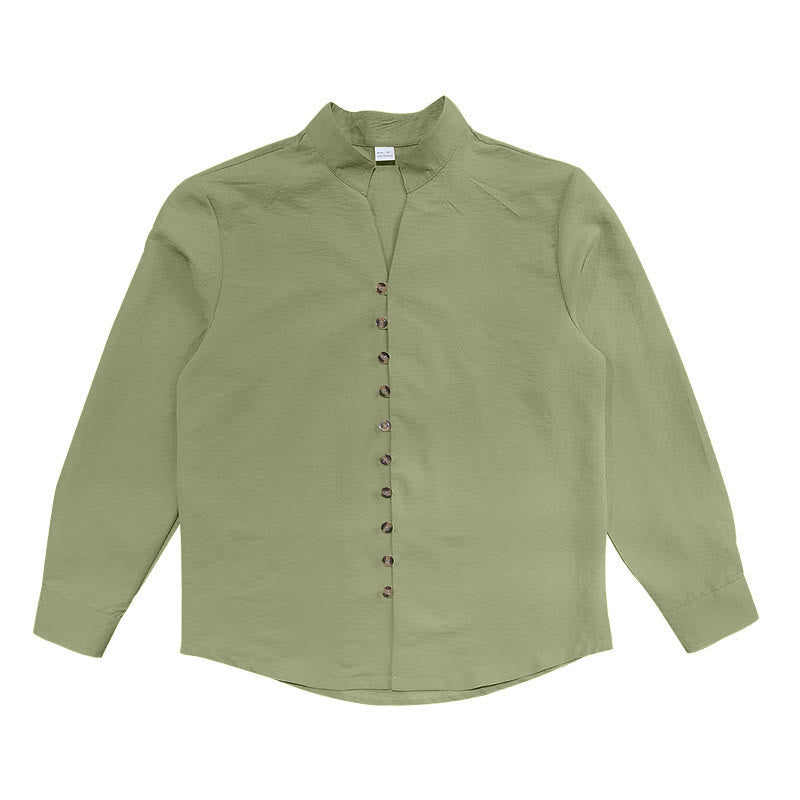 Camicia da uomo a maniche lunghe con bottoni in tinta unita Buddha Stones - image 20